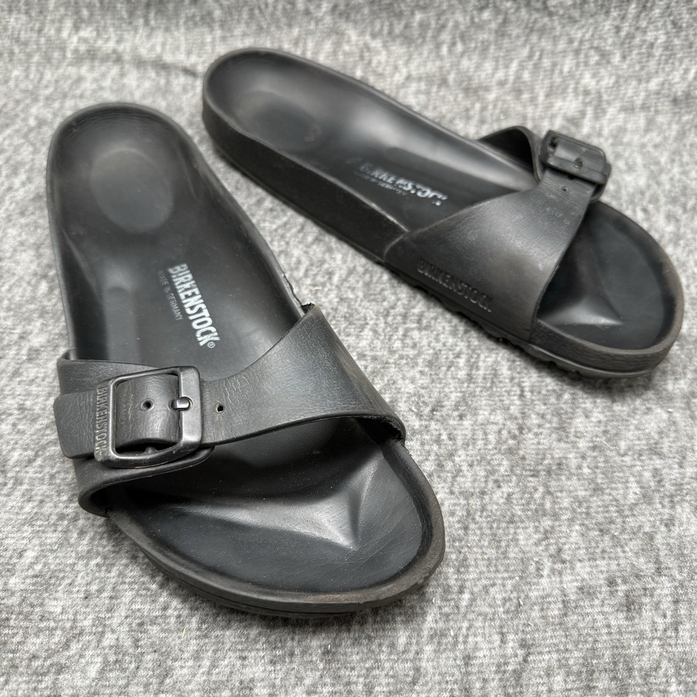 Birkenstock Madrid EVA Size 42 Black Waterproof One Strap Buckle Slide Sandals
